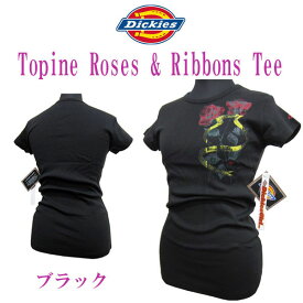 ディッキーズガール Dickies Girl レディース Tシャツ Topine Roses & Ribbons Tシャツ　ブラック 全国送料無料 レディースファッション トップス Tシャツ カットソー
