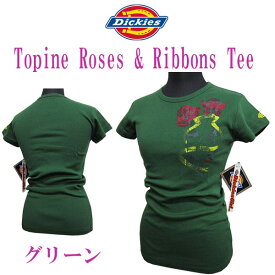ディッキーズガール Dickies Girl レディース Tシャツ Topine Roses & Ribbons Tシャツ　グリーン 全国送料無料 レディースファッション トップス Tシャツ カットソー