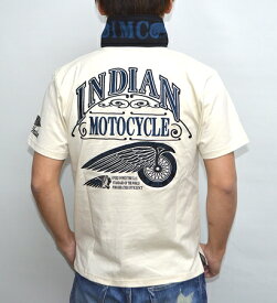 インディアンモトサイクル Indian Motocycle IMPS-603 ポロシャツ フライングホイール 刺繍 ナチュラル色 バイカー ネイティブ 送料無料