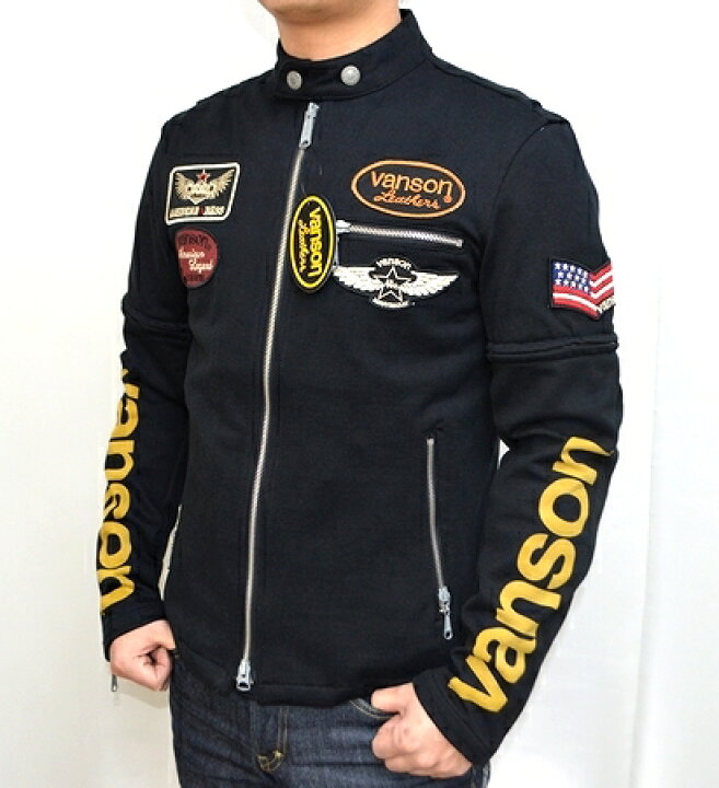 楽天市場】当店別注 VANSON バンソン 袖脱着式シングルライダース 