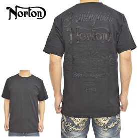 ノートン Norton 服 アパレル 242N1009 半袖Tシャツ ブラック ボタニカル クルー T ロゴ バイク バイカー ゴルフ メンズ トップス 送料無料 新作