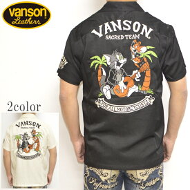 50%OFF 楽天スーパーSALE セール バンソン VANSON TOM and JERRY TJV-2114 半袖シャツ レーヨン ボーリングシャツ トム＆ジェリー トップス メンズ 送料無料