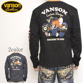 バンソン VANSON TOM and JERRY TJV-2302 天竺 長袖Tシャツ ロンT トム＆ジェリー バイク バイカー トップス メンズ 送料無料 新作