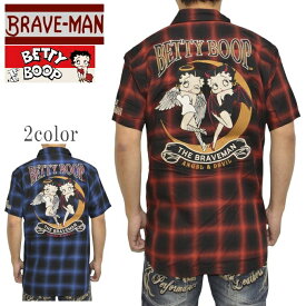 ブレイブマン ベティブープ BBB-2427 半袖シャツ チェックシャツ BRAVE MAN BETTY トップス メンズ ベティちゃん 送料無料 新作