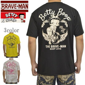 ブレイブマン ベティブープ BBB-2439 ドライ 半袖Tシャツ ドライ生地 吸汗速乾 UVカット ベティちゃん BRAVE MAN BETTY BOOP トップス メンズ 送料無料 新作