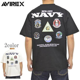 AVIREX アヴィレックス 783-4134025 半袖Tシャツ NAS JAX パトロール スコードロン パッチ Tシャツ アビレックス ミリタリー トップス メンズ 送料無料 新作