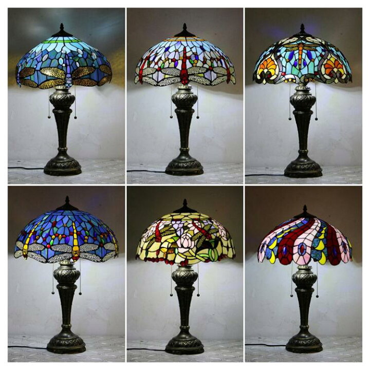 楽天市場】40*63CM トンボ柄 6タイプ展開 ステンドグラスランプ 