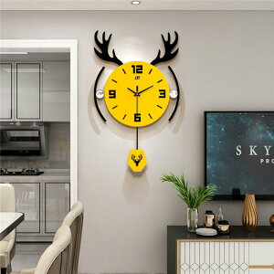 鹿 イエロー 掛け時計 壁掛け時計 大きい 和室 インテリア 特大 時計 掛け時計 ナチュラル ギフト プレゼント 寝室 リビング 店舗 おしゃれ 北欧 上品 壁飾り 贈り物 新築 開店祝い 静音