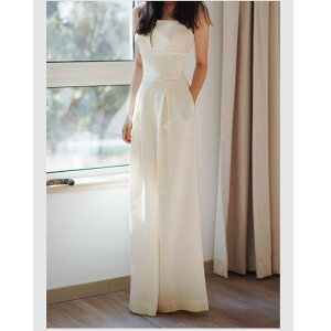 ホワイト ウェディングドレス Aライン ズボン パンツドレス ロングドレス ウェディングドレス レース 素地 ファスナータイプ s〜xxl Wedding Dress お花嫁 結婚式 旅行撮影演出 レデ