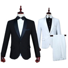 2色　メンズ　スーツ　スーツセット　上下セット　タキシード　メンズ タキシード パンツ　演出服 フォーマル　結婚式/パーティ/司会 ジャケット、ズボン　セットアップ
