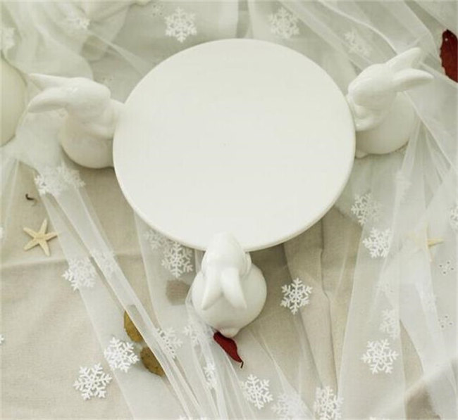 楽天市場】S/M ホワイト ウサギ柄 かわいい ケーキスタンド 陶器 小皿 