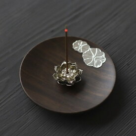 お香立て 木の皿　蓮の花　 線香立て 香立 香立て 線香皿 お香入れ 線香炉 お香立 お線香 仏壇用皿 インセンスホルダー 線香立 香炉 香皿 横置き お線香炉 合金香炉 喫茶店 書斎 瞑想 睡眠