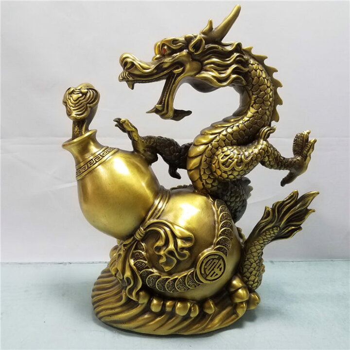楽天市場】24*15*30CM ヒョウタン 龍の置物 風水 龍 置物 金 風水 