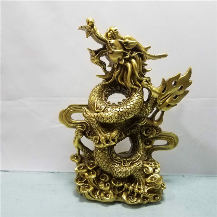 楽天市場】24*12*30CM 龍の置物 風水 龍 置物 金 風水グッズ 玄関 銅製 