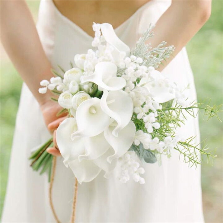 楽天市場】ホワイト オランダカイウ【ブーケ】ウェディングブーケ/造花  