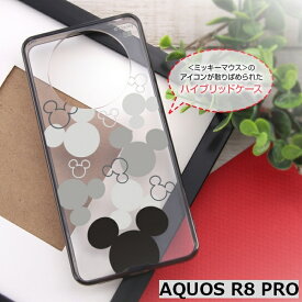 AQUOS R8 pro ケース ミッキー 衝撃吸収 クリアケース ミッキーマウス ディズニー キャラクター ケース ストラップホール付 衝撃をやわらげる ハイブリッドケース SH-51D docomo softBank シャープ アクオス ［RT-DAQF1UC2-MKM］