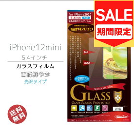 （アウトレット！在庫処分）iPhone12mini 5.4インチ フィルム ガラスフィルム 光沢 アイフォン12ミニ 画面保護 液晶保護 メール便送料無料［MH-IP20-54K］NY