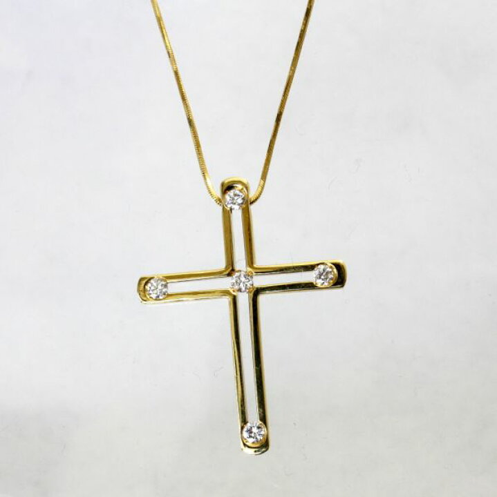 楽天市場】【中古】 18金 ダイヤ 0.53ct クロスペンダント付 