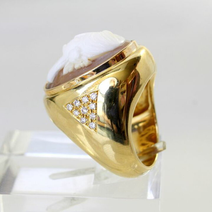楽天市場】【中古】 18金 ダイヤ 0.18ct シェルカメオ リング 10.5号 