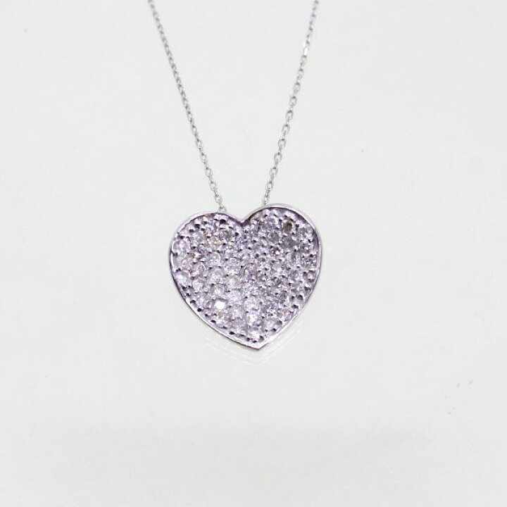 楽天市場】【中古】 18金WG ダイヤ 0.50ct ハートネックレス 