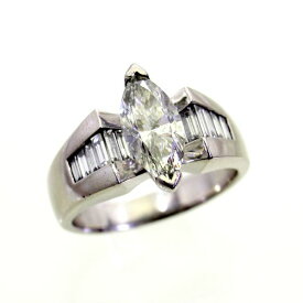 【中古】　プラチナ　マーキスカットダイヤ　2.059ct　ダイヤ　0.73ct　リング　22号