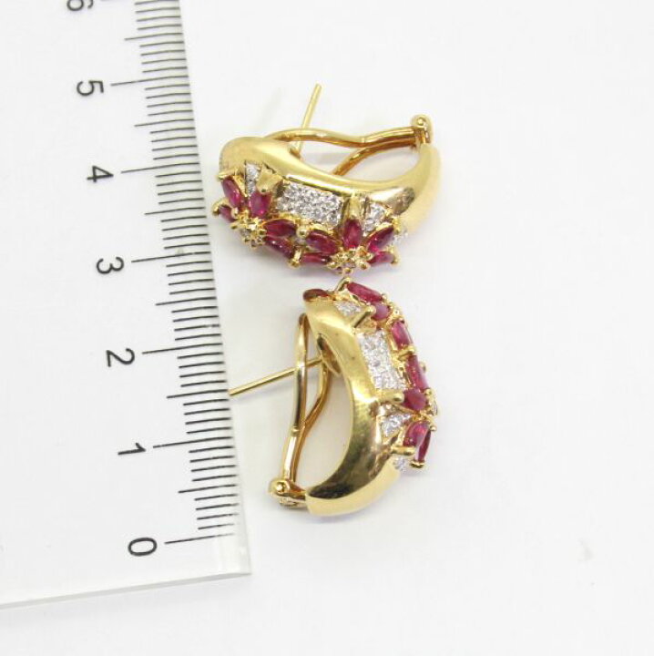 楽天市場】【中古】 18金 ルビー 2.30ct ダイヤ 0.70ct ピアス 