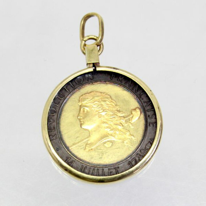 楽天市場】【中古】 18金枠 フランス革命200年記念メダル ペンダント 