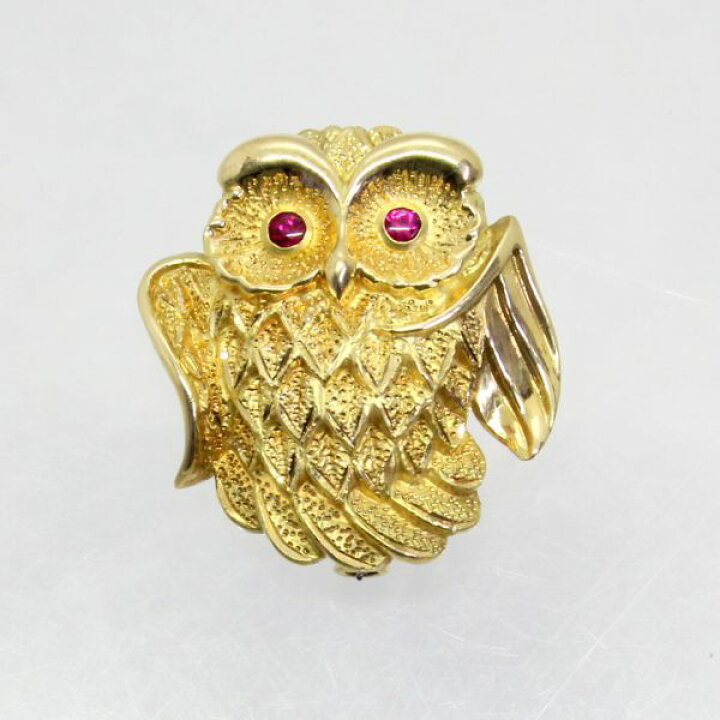 楽天市場】【中古】 18金 ルビー 0.10ct フクロウデザイン ブローチ 