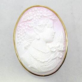 【中古】　18金枠　コンクシェルカメオ　ブローチ兼ペンダント