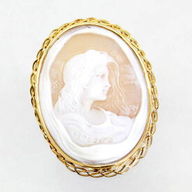 【中古】　18金枠　シェルカメオ　ブローチ兼ペンダント