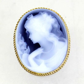 【中古】　18金枠　メノウカメオ　ブローチ兼ペンダント