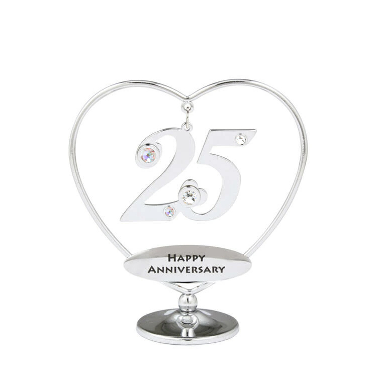 25歳 25周年 銀婚式 記念 記念日 置物 誕生日プレゼント ギフト 贈り物 男性 女性 父 母 お祝い 結婚記念日 二十五歳 二十五周年 誕生日 プレゼント シルバー 高級 スワロフスキー クリスタル