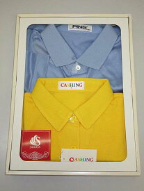 【未使用品】　ポロシャツ　2枚セット　メンズLL＆レディースL　　　　　　　半袖　春物　夏物　ブルー　イエロー　ゴルフウェア　　　　　　　カラフル　薄手　綿　コットン　日本製