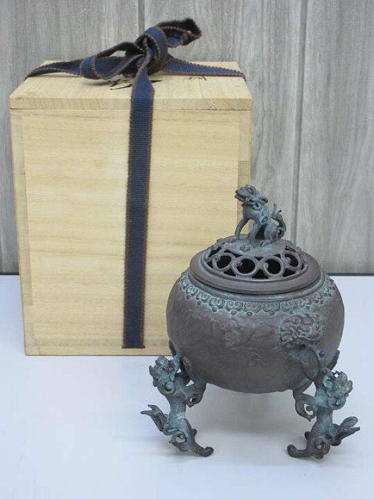 楽天市場】【未使用品】 高岡銅器 香炉 須賀七郎作 玉型 三獅子 三足 