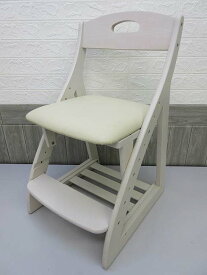 【中古】　デスクチェア　ホワイト　キャスター付き　高さ調整可　　　　　木製　学習　椅子　白　イス　いす　シンプル　トップバリュー