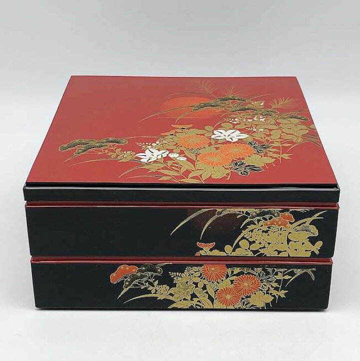 楽天市場】【未使用品】 山中塗 華重2段 平安 仕切り付 仕切り十字 4 