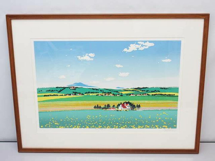 楽天市場】【中古】額装 佐藤芳彰 花咲く田園 シルクスクリーン 