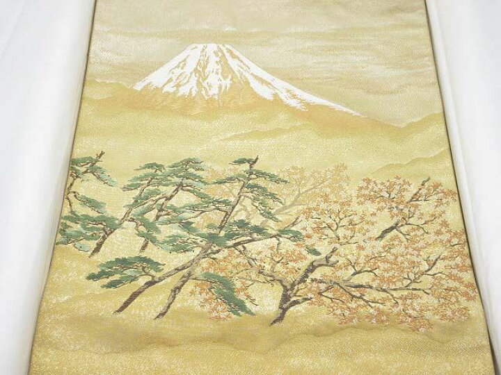 楽天市場】【未使用品】 袋帯 横山大観 不二霊峰 桐箱入り 金地色 絹 