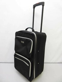 【中古】　ミチコロンドン　キャリーバッグ　ブラック　ソフトキャリー　　　　　MICHIKO LONDON　2輪キャスター　旅行バッグ　スーツケース　　　　　トラベル　かばん　鞄　黒　ナイロン　ジッパー