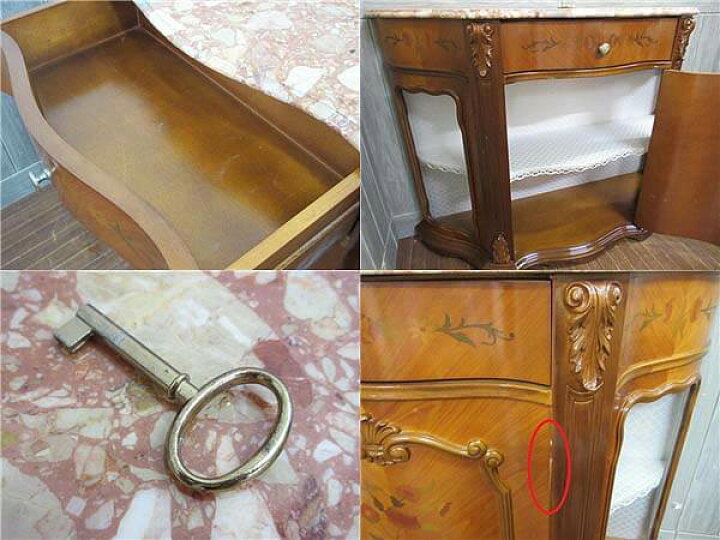 楽天市場】【中古】 象嵌コンソールキャビネット 鍵付き アンティーク 