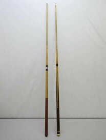 【中古】　ビリヤード　キュー　2本セット　木製　144cm　　　　　ボードゲーム　玉突き　棒　バッド　シャフト