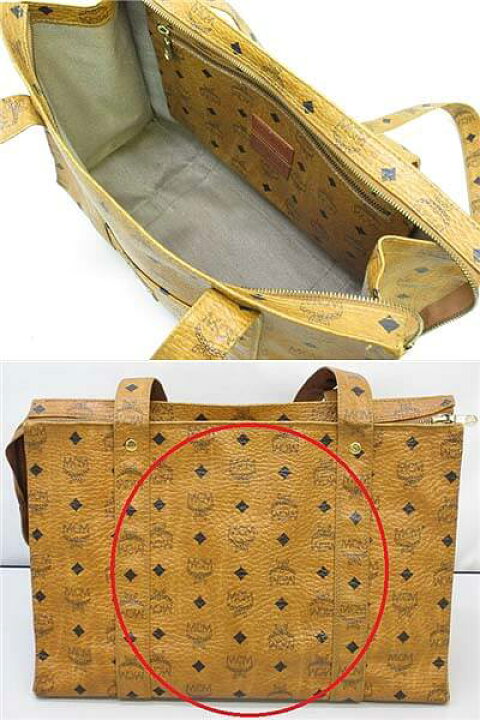 楽天市場】【中古】 MCM トートバッグ キャメル×ブラック レザー 