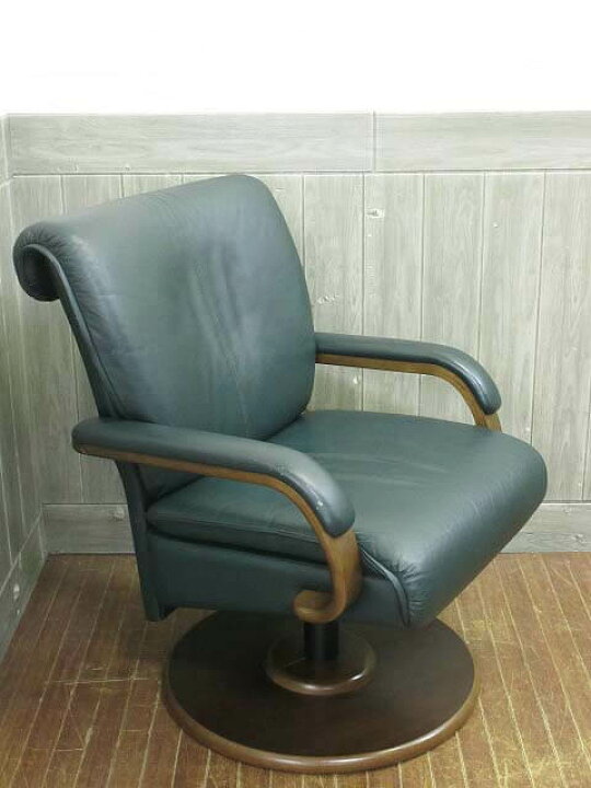 楽天市場】【中古】冨士ファニチア ダイニングチェア こげ茶×緑 回転 