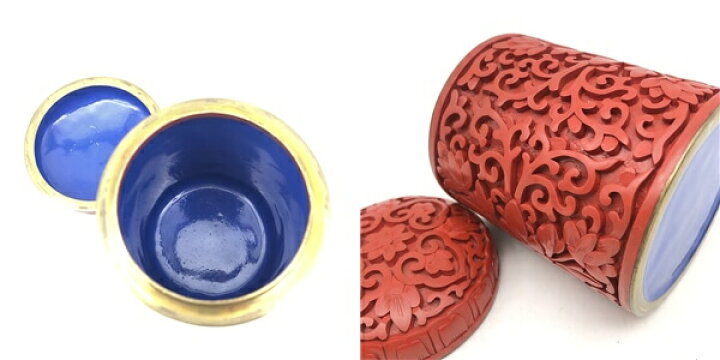 楽天市場】【中古】 堆朱 茶入 彫漆 唐草 茶葉入れ 茶壺 内七宝 茶道具 