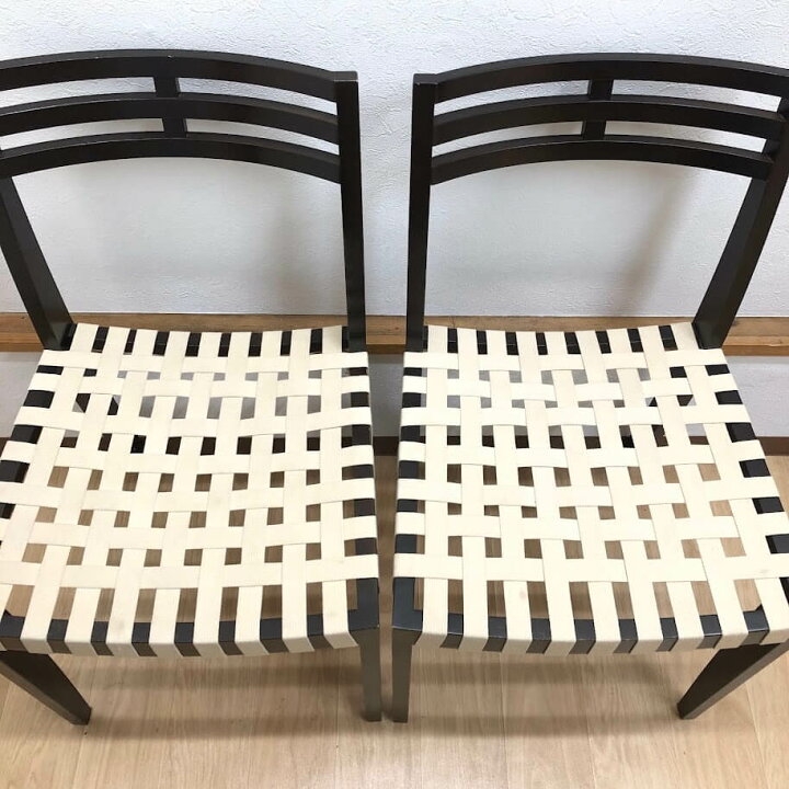 楽天市場】【中古】 ダイニングチェア 2脚セット ダークブラウン 格子 