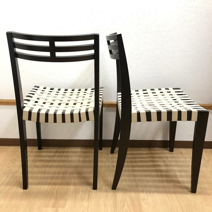 楽天市場】【中古】 ダイニングチェア 2脚セット ダークブラウン 格子 