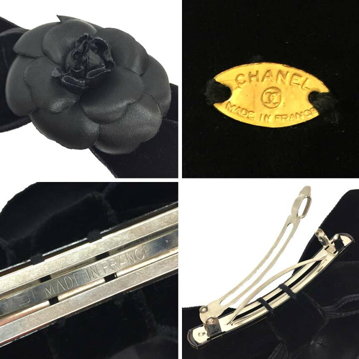 楽天市場】セール シャネル CHANEL カメリア リボン バレッタ ベロア 