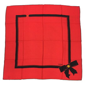 シャネル　CHANEL　スカーフ　リボン　ココマーク　シルク　赤×黒【中古】シャネル　スカーフ aq9286