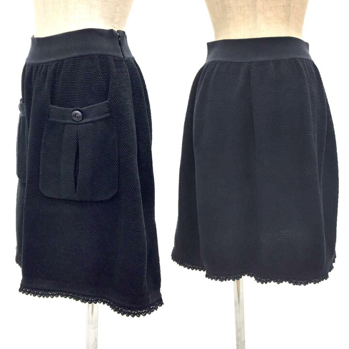 楽天市場】CHANEL シャネル スカート 34サイズ ブラック コットン ココ 