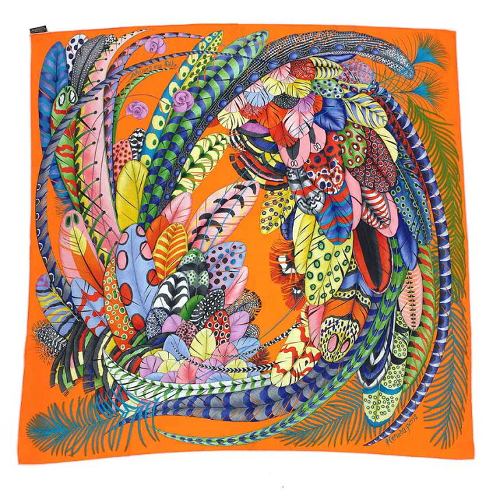 楽天市場】レア物！希少品！HERMES エルメス カレ90 スカーフ PLUMES 